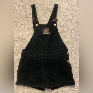Kenzo Paris corduroy short overalls black with rose gold features girls Sz 14